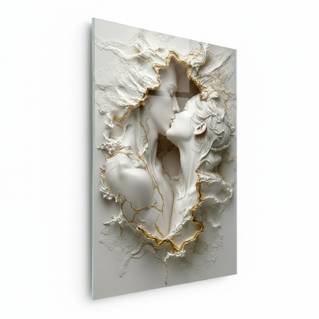 Bacio di Coppia Quadro in Vetro Temperato