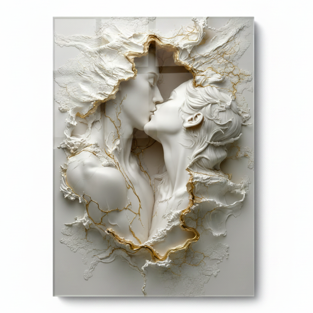 Bacio di Coppia Quadro in Vetro Temperato