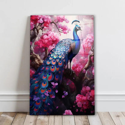 Majestic Peacock Glass Wall Art - LUXARTDECO