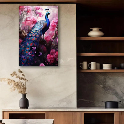 Majestic Peacock Glass Wall Art - LUXARTDECO