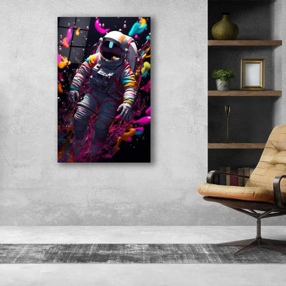 Colorful Astronaut Glass Wall Art - LUXARTDECO