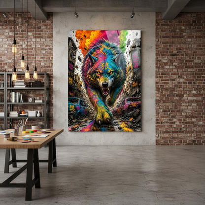 Lupo Urbano Quadro in Vetro Temperato