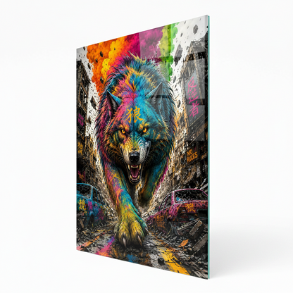 Lupo Urbano Quadro in Vetro Temperato