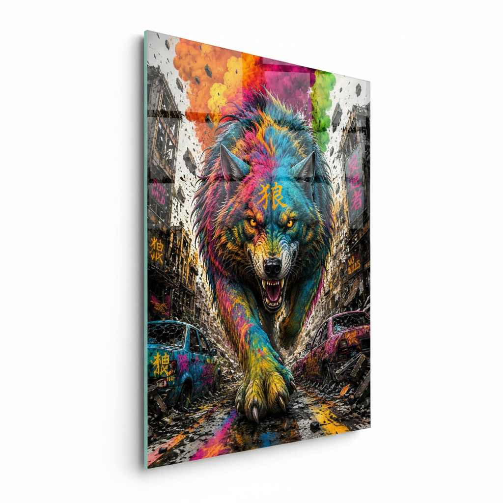 Lupo Urbano Quadro in Vetro Temperato