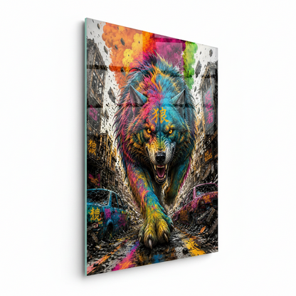 Lupo Urbano Quadro in Vetro Temperato