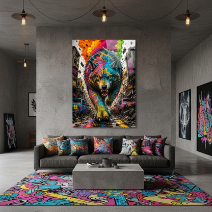 Lupo Urbano Quadro in Vetro Temperato