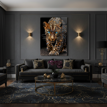 Léopard de Cristal Tableau en Verre Trempé