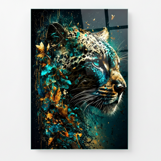 Botanical Leopard Glass Wall Art