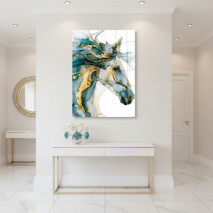Cheval Aquarelle Tableau en Verre Trempé