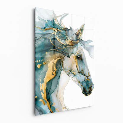 Cheval Aquarelle Tableau en Verre Trempé