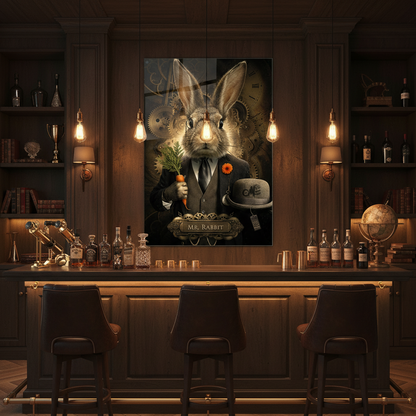 Mr. Rabbit Glass Wall Art