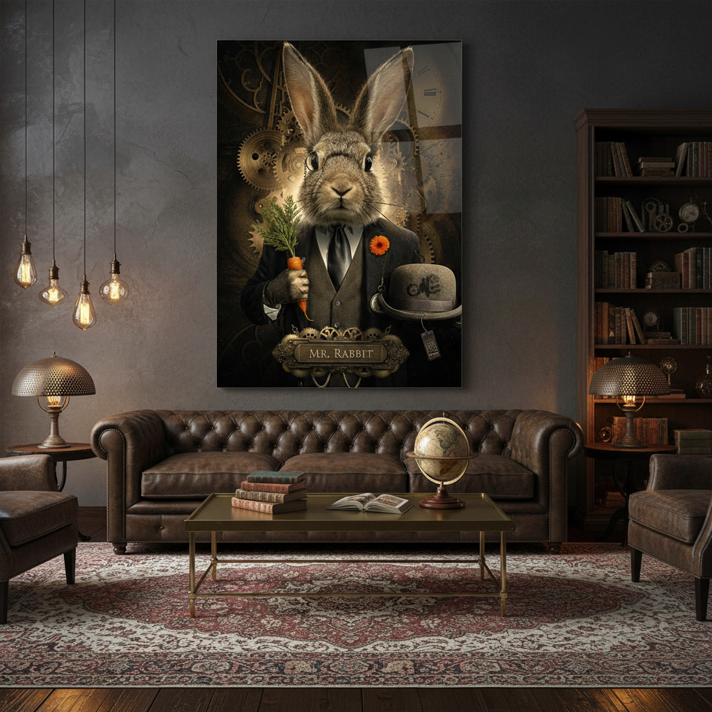 Mr. Rabbit Glass Wall Art