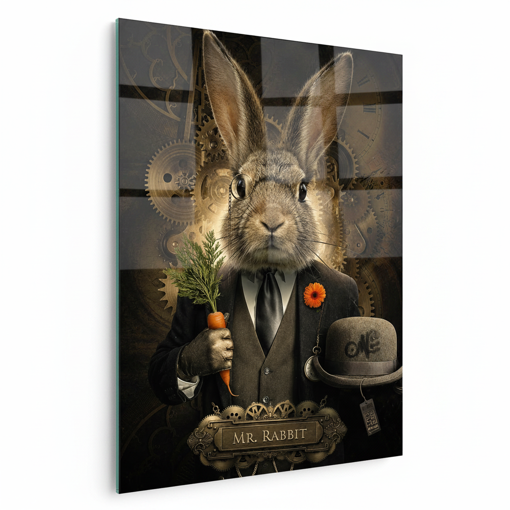 Mr. Rabbit Glass Wall Art