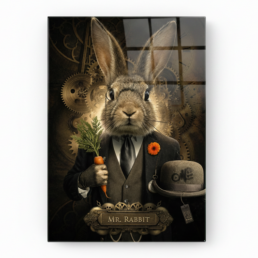 Mr. Rabbit Glass Wall Art