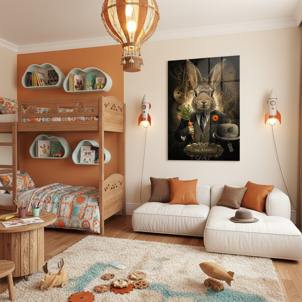 Mr. Rabbit Glass Wall Art