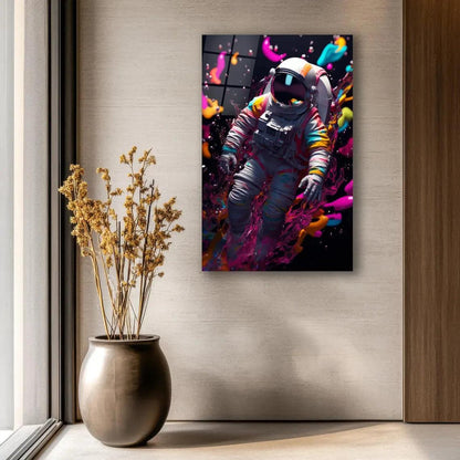Colorful Astronaut Glass Wall Art - LUXARTDECO
