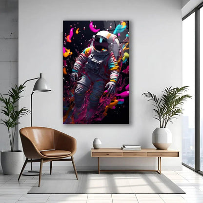 Colorful Astronaut Glass Wall Art - LUXARTDECO