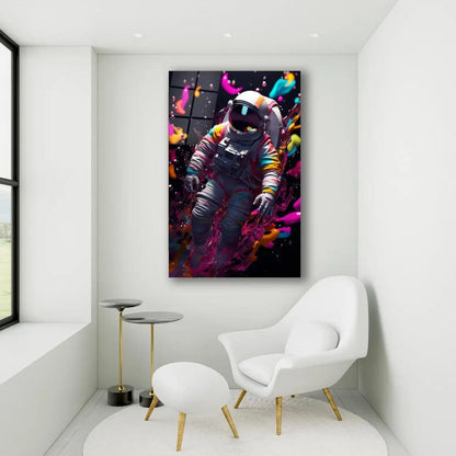 Colorful Astronaut Glass Wall Art - LUXARTDECO