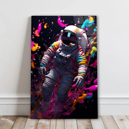 Colorful Astronaut Glass Wall Art - LUXARTDECO