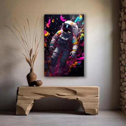 Colorful Astronaut Glass Wall Art - LUXARTDECO