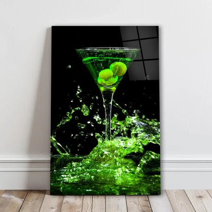 Green Martini Glass Wall Art - LUXARTDECO