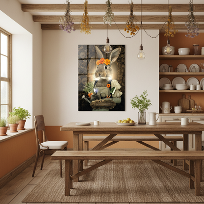 Miss Rabbit Glass Wall Art