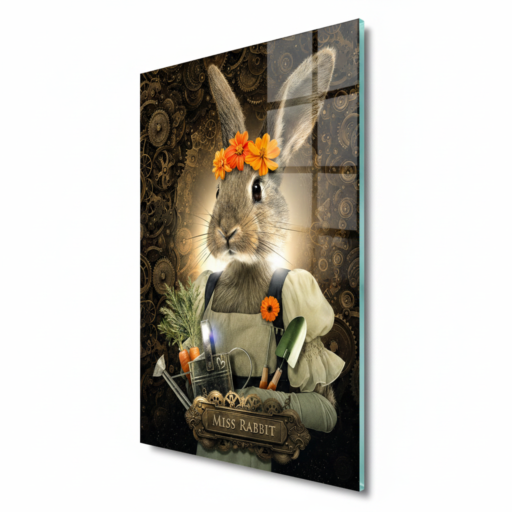 Miss Rabbit Glass Wall Art