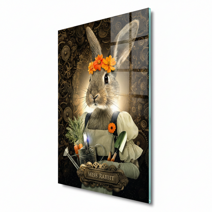 Miss Rabbit Glass Wall Art