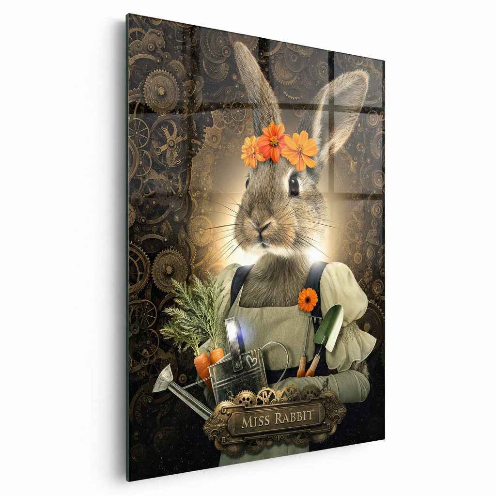Miss Rabbit Glass Wall Art