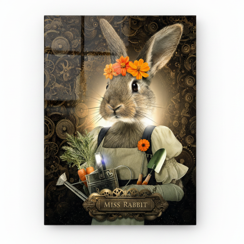 Miss Rabbit Glass Wall Art