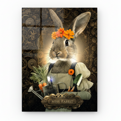 Miss Rabbit Glass Wall Art