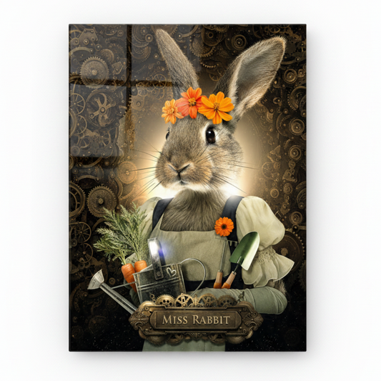 Miss Rabbit Glass Wall Art