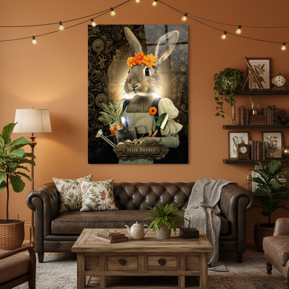 Miss Rabbit Glass Wall Art