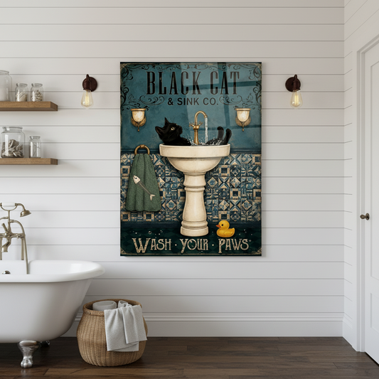 Black Cat Sink Co Glass Wall Art