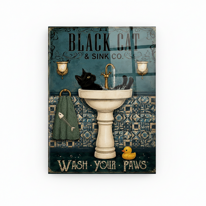 Black Cat Glass Wall Art
