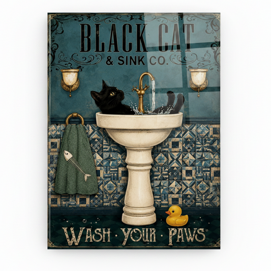 Black Cat Sink Co Glass Wall Art