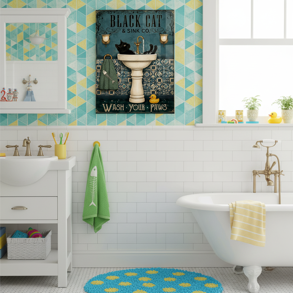 Black Cat Glass Wall Art