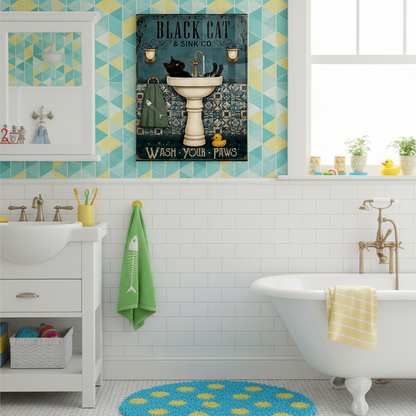 Black Cat Glass Wall Art