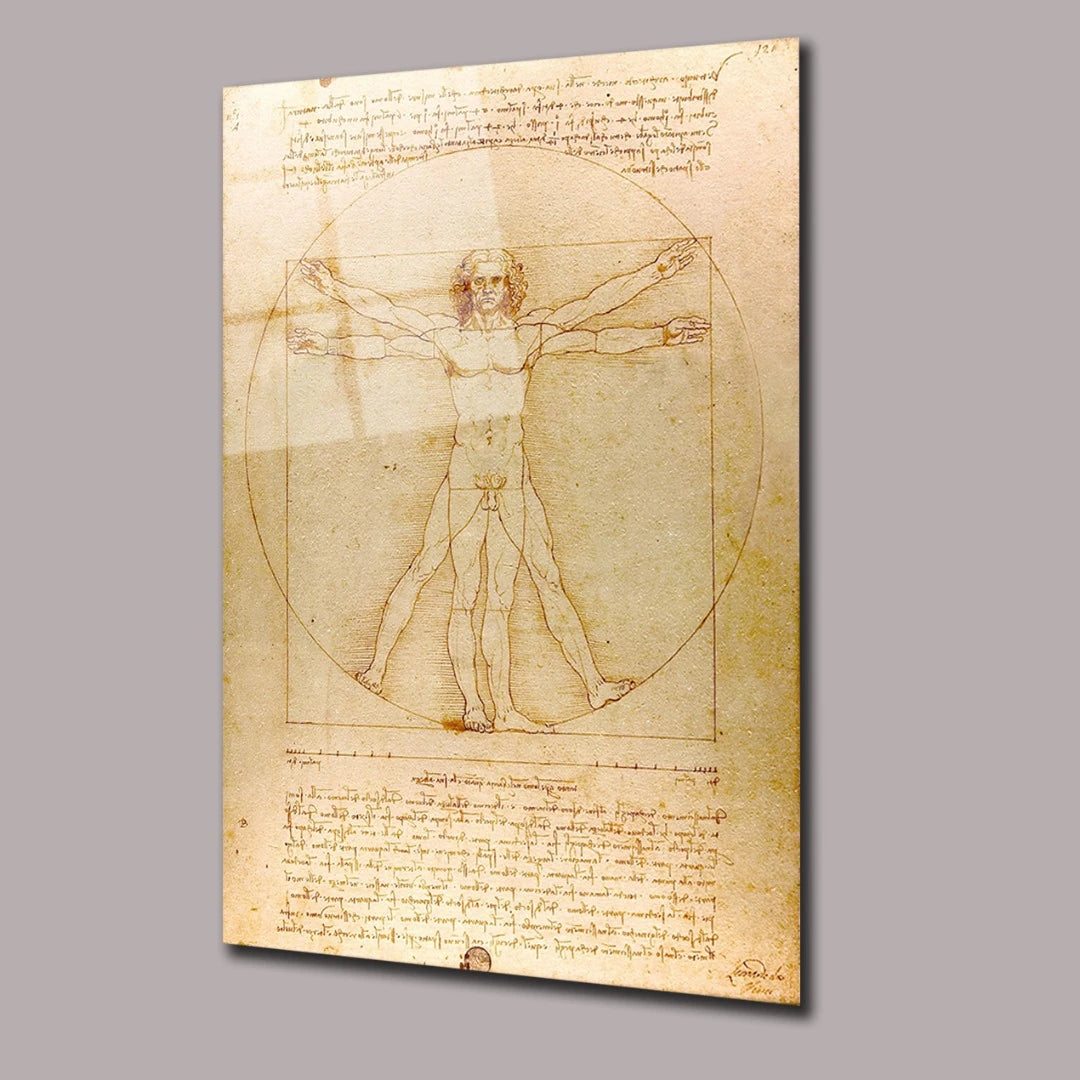 L'Homme de Vitruve Tableau en Verre Trempé