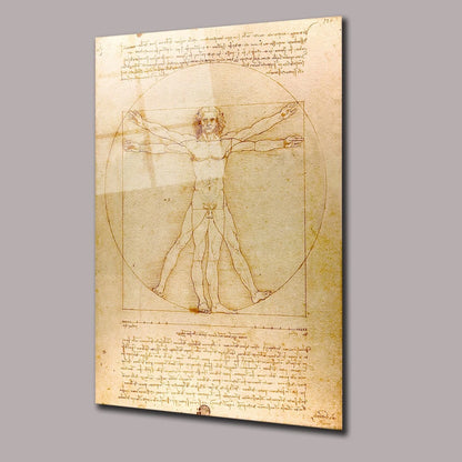 L'Homme de Vitruve Tableau en Verre Trempé