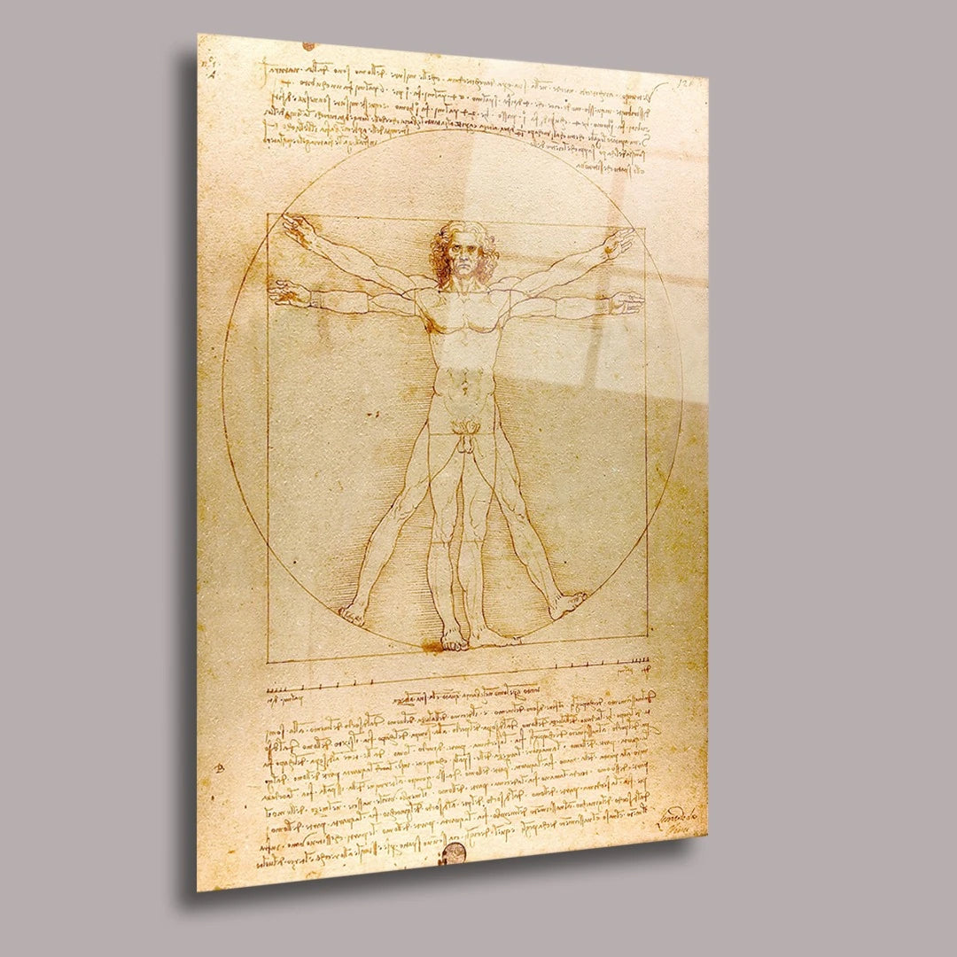 L'Homme de Vitruve Tableau en Verre Trempé