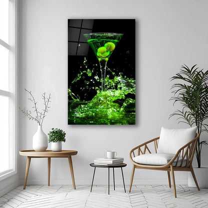 Green Martini Glass Wall Art - LUXARTDECO