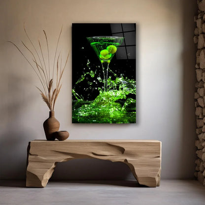 Green Martini Glass Wall Art - LUXARTDECO