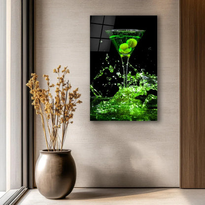 Green Martini Glass Wall Art - LUXARTDECO