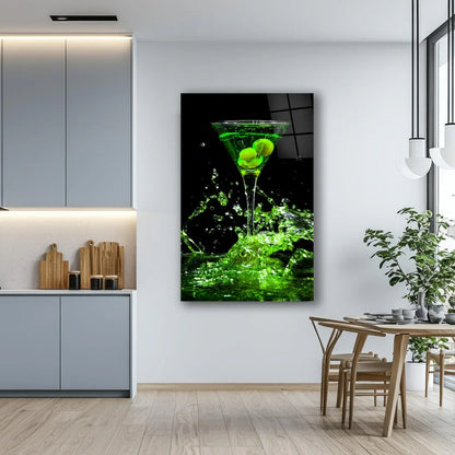 Green Martini Glass Wall Art - LUXARTDECO