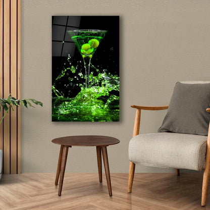 Green Martini Glass Wall Art - LUXARTDECO