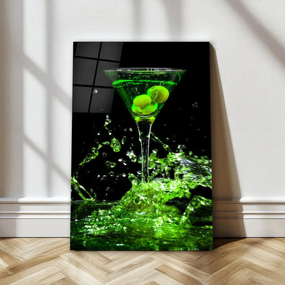 Green Martini Glass Wall Art - LUXARTDECO