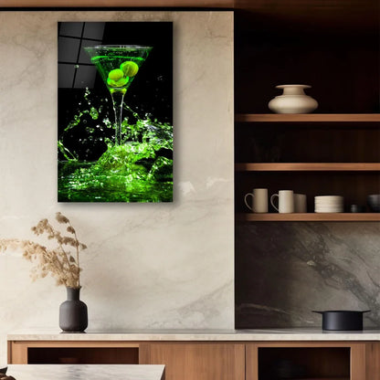 Green Martini Glass Wall Art - LUXARTDECO