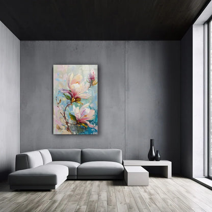 Magnolia Glass Wall Art - LUXARTDECO