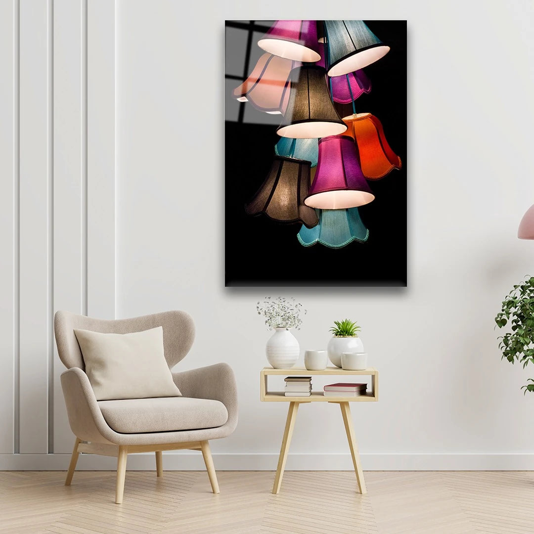 Colorful Lampshades Glass Wall Art